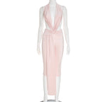 Sexy Halter Backless Tie-Back High-Waisted Cropped Jumpsuit