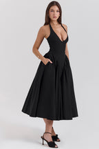 V-Neck Backless Dress
