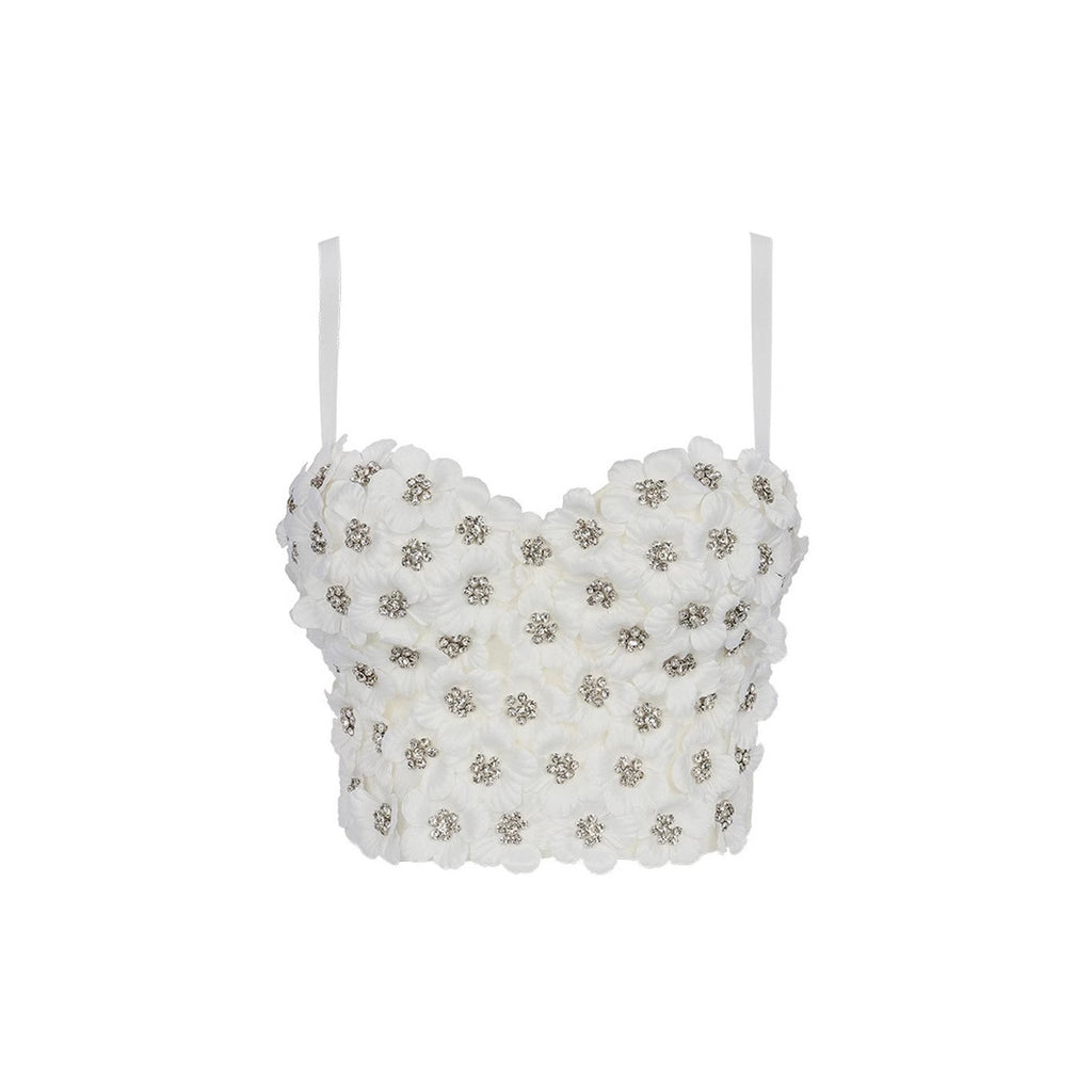 Women's Designer Style Strapless Bra Camisole One-Piece Floral Boned Bustier
