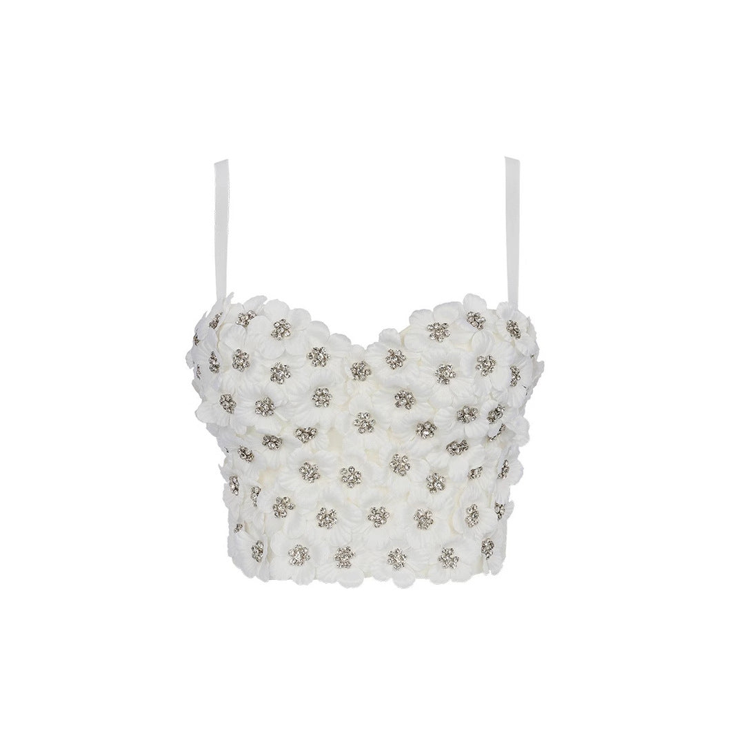 Women's Designer Style Strapless Bra Camisole One-Piece Floral Boned Bustier