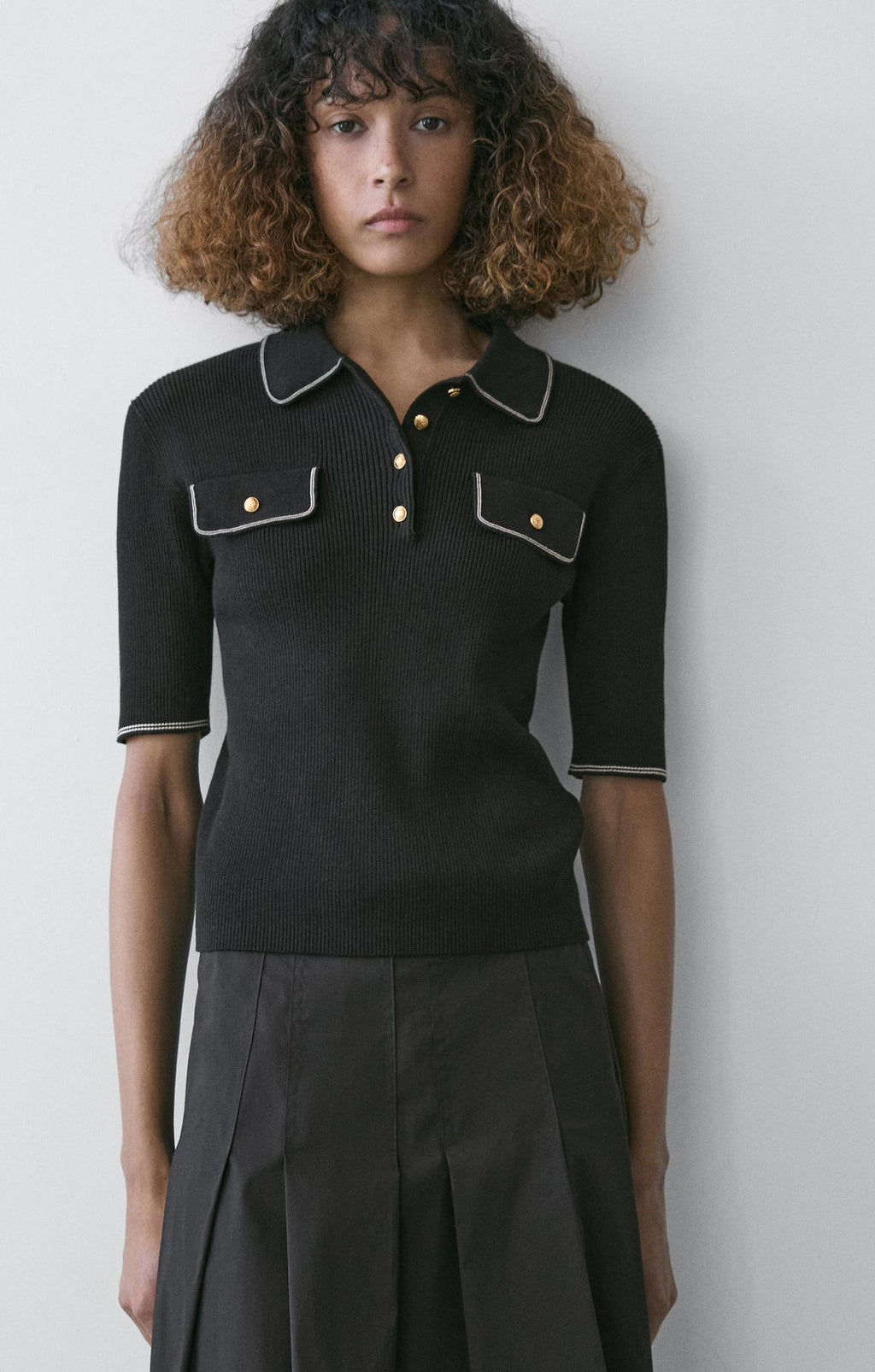 Ribbed Polo T-Shirt