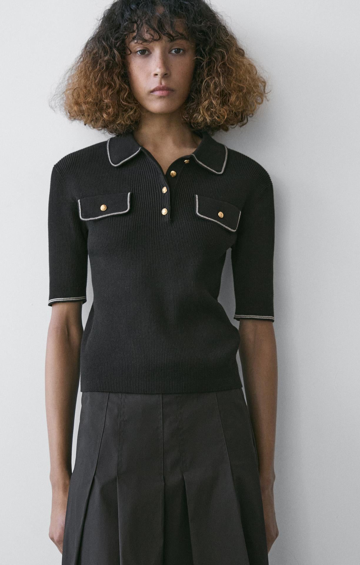 Ribbed Polo T-Shirt