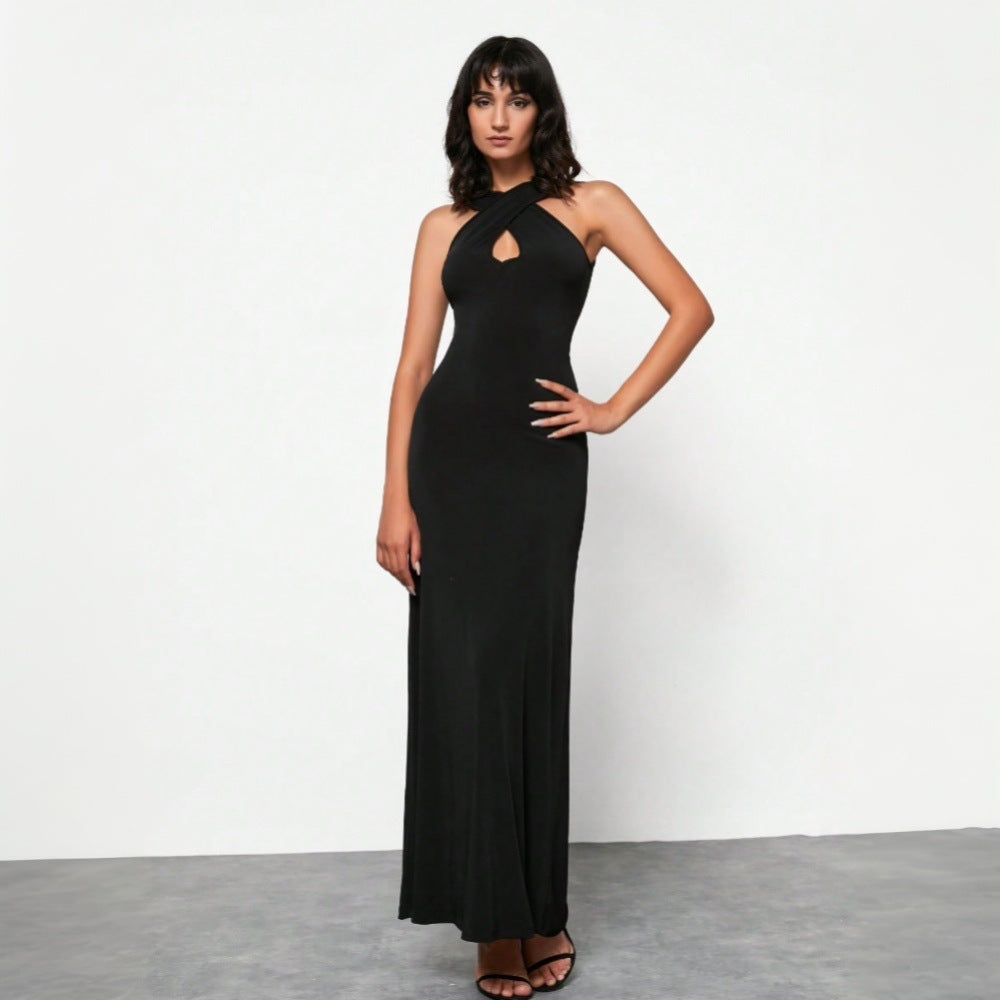 Pure desire sexy dress with backless design and high waist long skirt