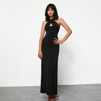 Pure desire sexy dress with backless design and high waist long skirt