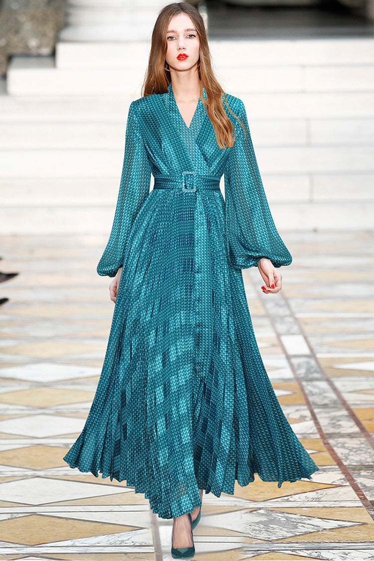 Women's Fashion Casual Pleated Slim Waist Royal Sister Pure Desire French Dress