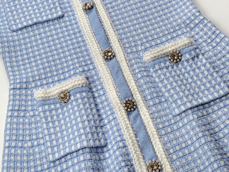 New Arrive Knitted Women Mini Dress Turn-Down Collor Short Sleeve Single Breasted Lady Dress