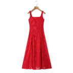 Light luxury style sexy scissor flower shoulder strap long skirt