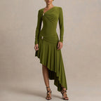 Style Irregular Sleeveless Ruched Fitted Bodycon Dress