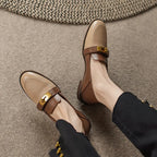 Blapunka Women Genuine Leather Loafers Designer Metal Lock Mix-color Slip-on Flat Shoe Ladies Spring Autumn Casual Comfort Flats