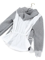 Fashion Women's Hoodies Hooded Contract Color Lace Patchwork Long Sleeves Gray Sweatshirt Autumn