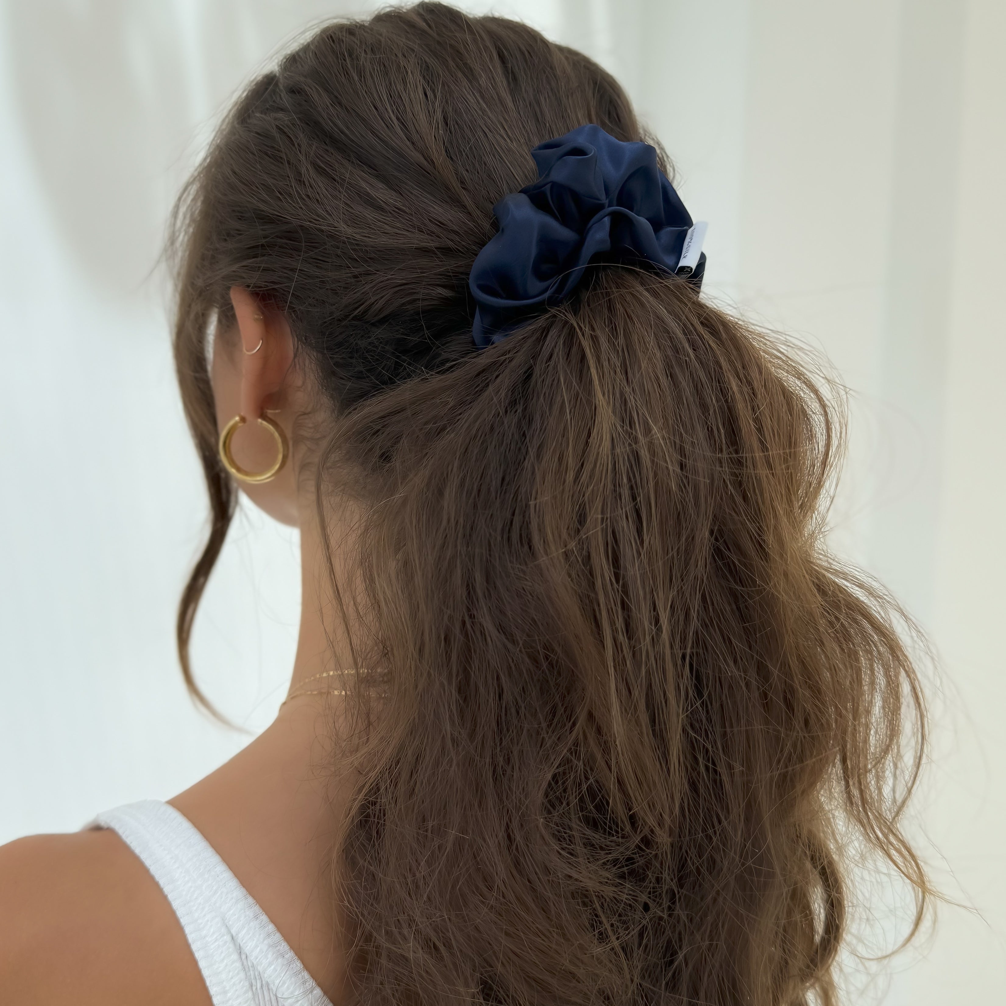 Organic Premium Silk Scrunchie - Royal Blue