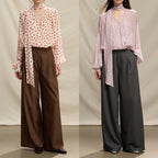 Lightweight Chiffon Printed Polka Dot Ribbon Sun Protection Shirt Long Sleeve Breathable Cooling Feel Blouse