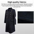 Replica Soviet Navy M69 Officer's Winter Overcoat - Black 12-Button Wool Melton Long Coat