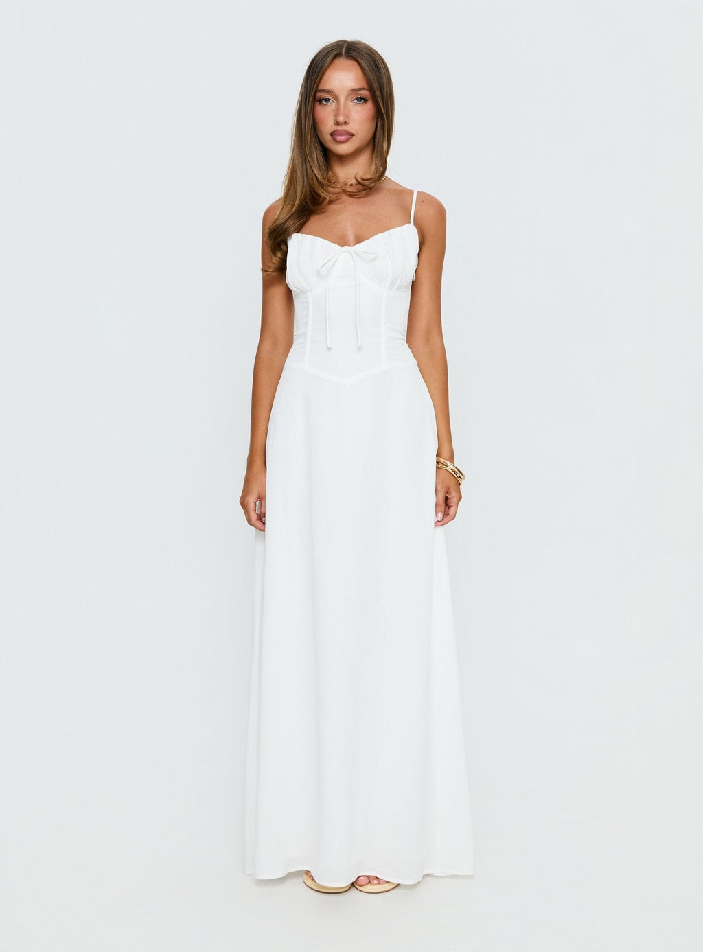 Lace up A-line solid dress