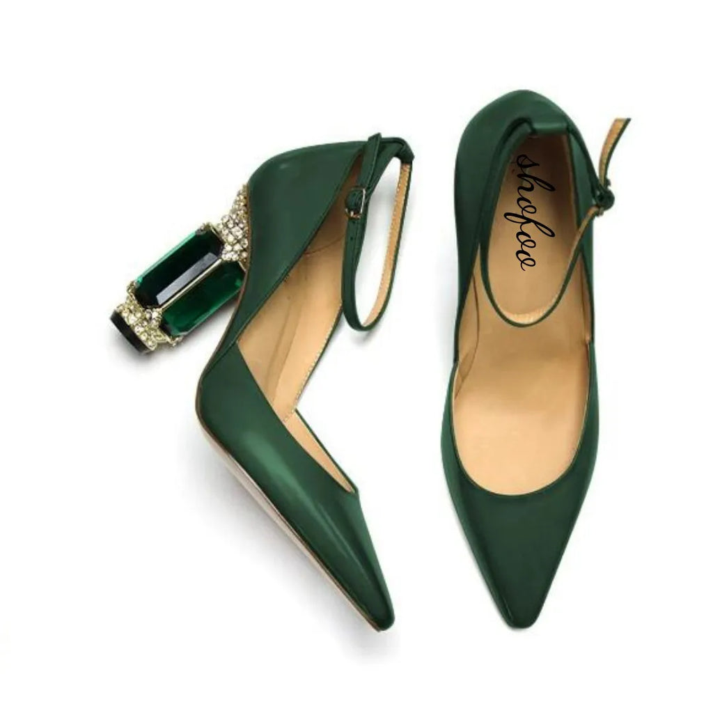 shoes Fashion women's high heels. About 10.5 cm heel height. Crystal heel Four Seasons Women's Shoes Pointed shoes 34-45