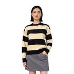 Thickened Wool Sweater Inner Retro Color Block Loose Lazy Striped Base Layer Top Women's Outer Knitted Sweater