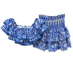 Embroidery Patchwork Two-piece Sets Summer New Square Collar Short Sleeve Ruffles T-shirt + Mini Skirts Elegant