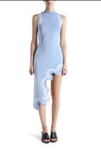 Gradient Contrast Women Irregular Sequin Hem Dresses  Fashion O Neck Sleeveless Bodycon Dresses Female Party Club Vestidos