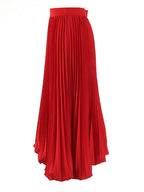 Red Ruched Skirt For Women High Waist A Line Irregular Hem Casual Designer Solid Midi Skirts Female Clothes Fashion