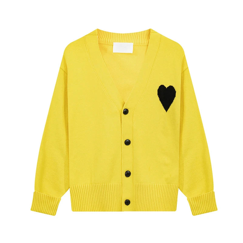 Y2k Sweaters Women Autumn Heart Embroidery Midnight Blue Cardigan Fashion Warm Loose Fit Lover Cotton Knitted Cardigans Mens top