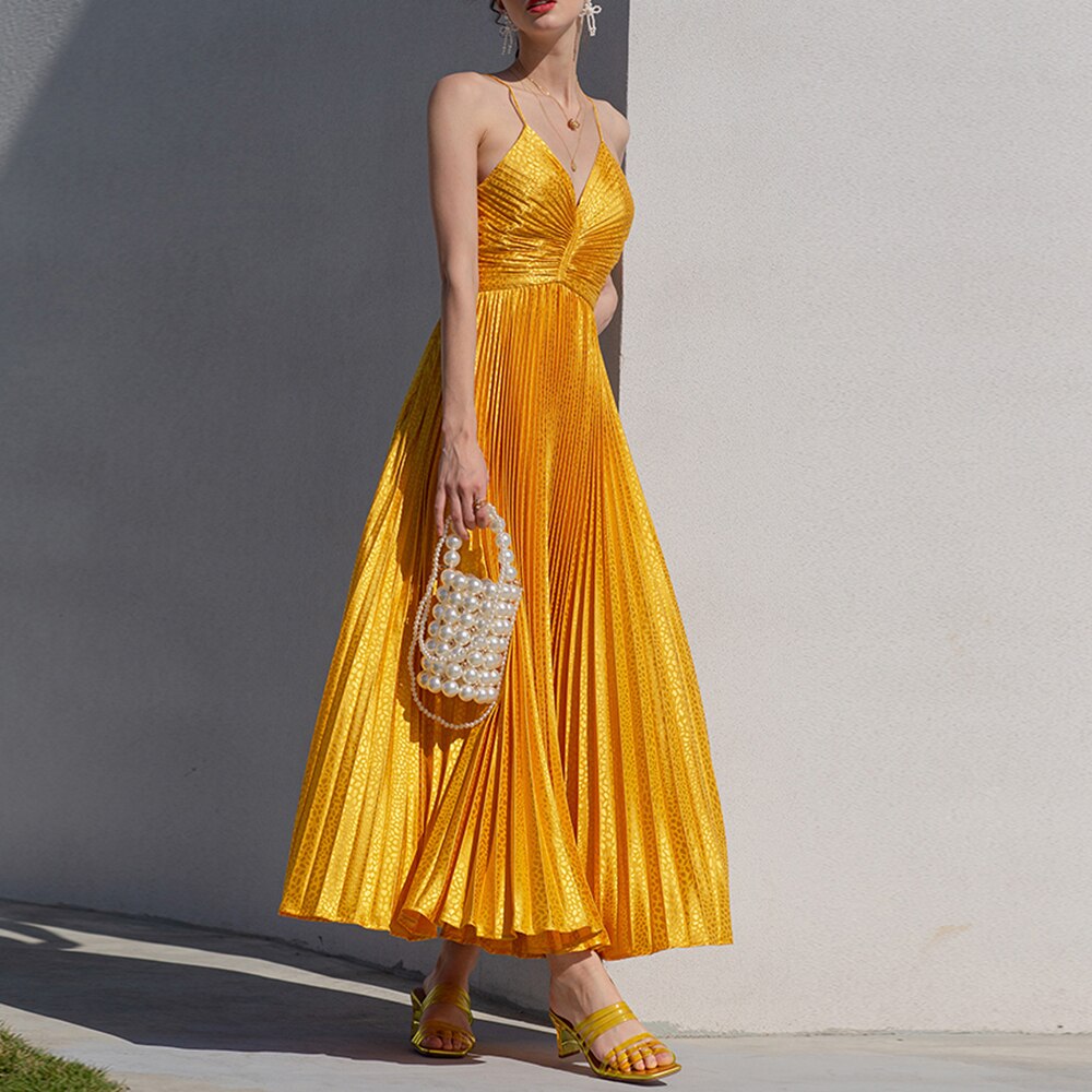 Summer French Suspender Skirt Birthday Party Dress Skirt Ladies Light Luxury Pleated Dress