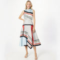Women's Irregular Colorblocking Sleeveless Dress, Tie Waist Printed Dress, High Quality, Fashionable and Sexy