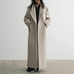 Street temperament, high-end woolen coat, women's winter new style, double breasted waist design, elongated jacket