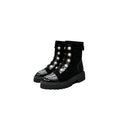 Winter Brand New Women's Short Boots Pearl Decor Black Ankle Boots Luxury Shoes Botas Mujer Platform Motorcycle Boots