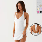 Pure Color Halter Design Tied Sexy Backless Charming Spicy Girl Style Dress