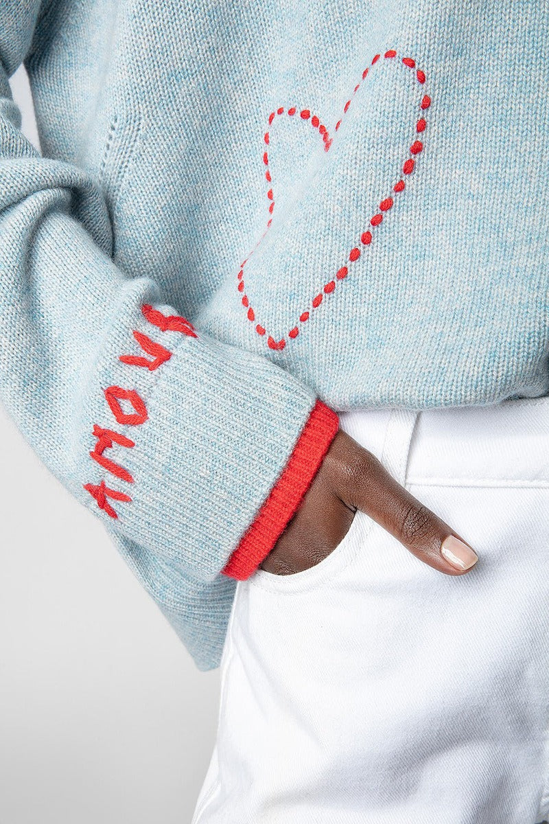 Letter Love Embroidered Embroidered Handmade Hooked Cashmere Knitted Sweater Female