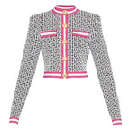 Newest Fall Winter Fashion Designer Jacket Women's Lion Buttons Monogram Jacquard Knit Cardigan