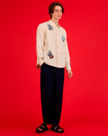 Abstract Floral Organic Cotton Shirt Ecru