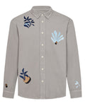 Abstract Floral Organic Cotton Shirt Grey