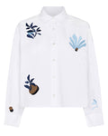 Abstract Floral Organic Cotton Shirt White