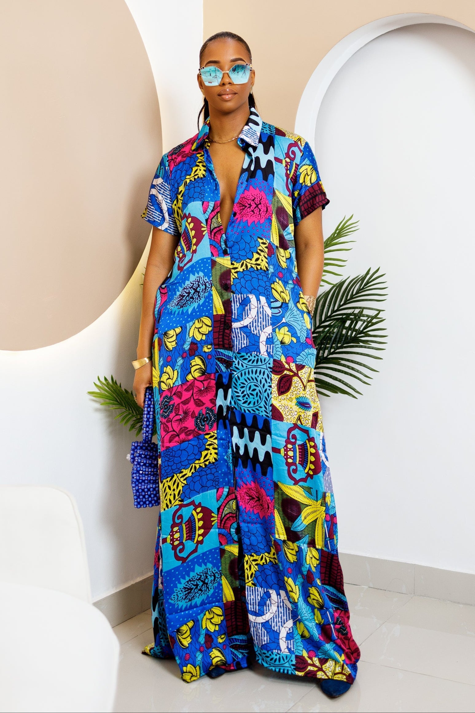 Divine Multi-Color Ankara Kaftan Dress-1