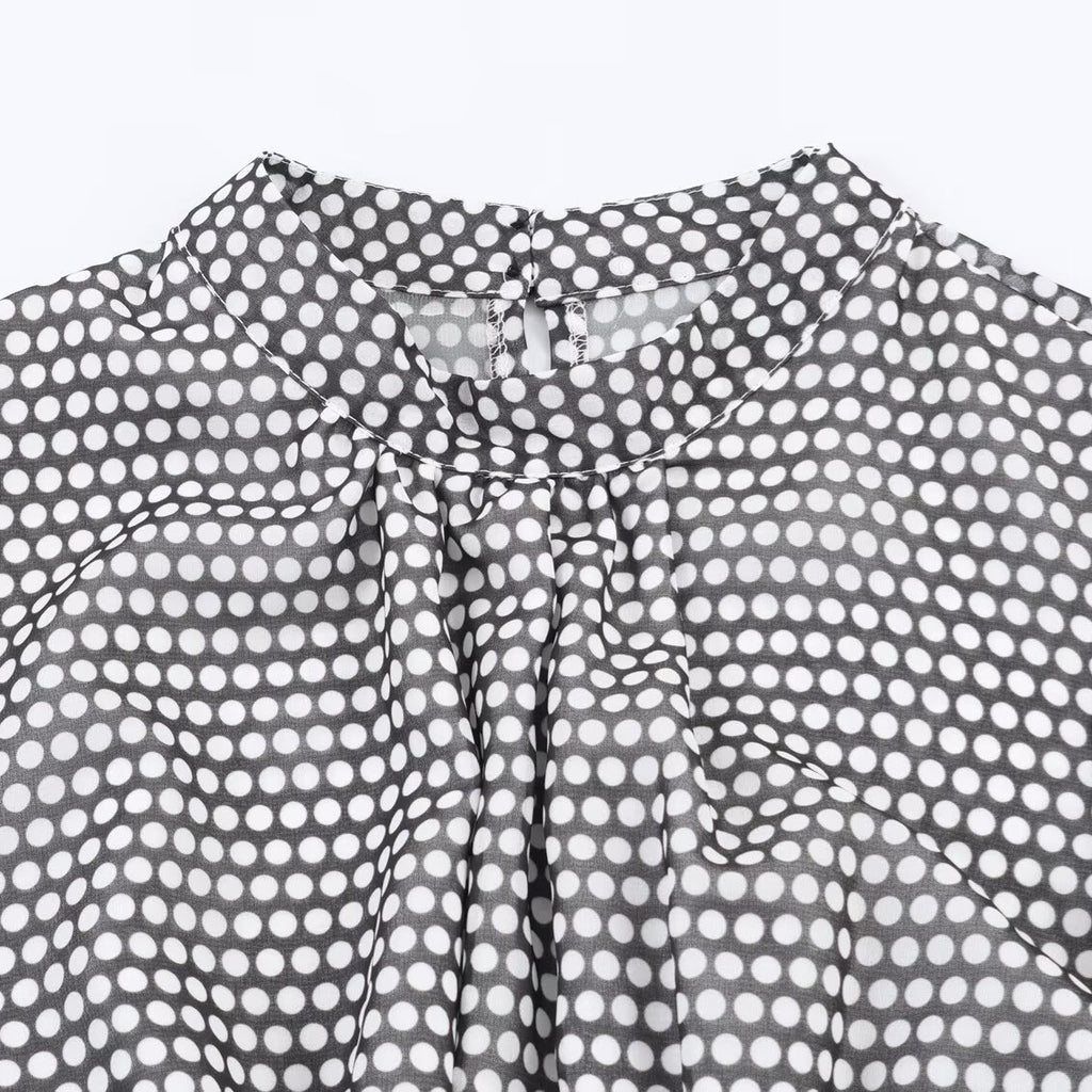Retro style irregular design wave point dress