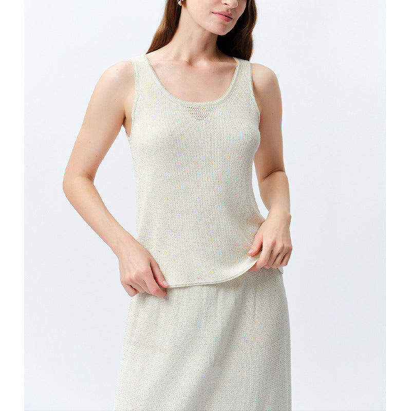 Elegante Knit Strap Top for Women, Casual and Charming, Simple Sleeveless Blouse
