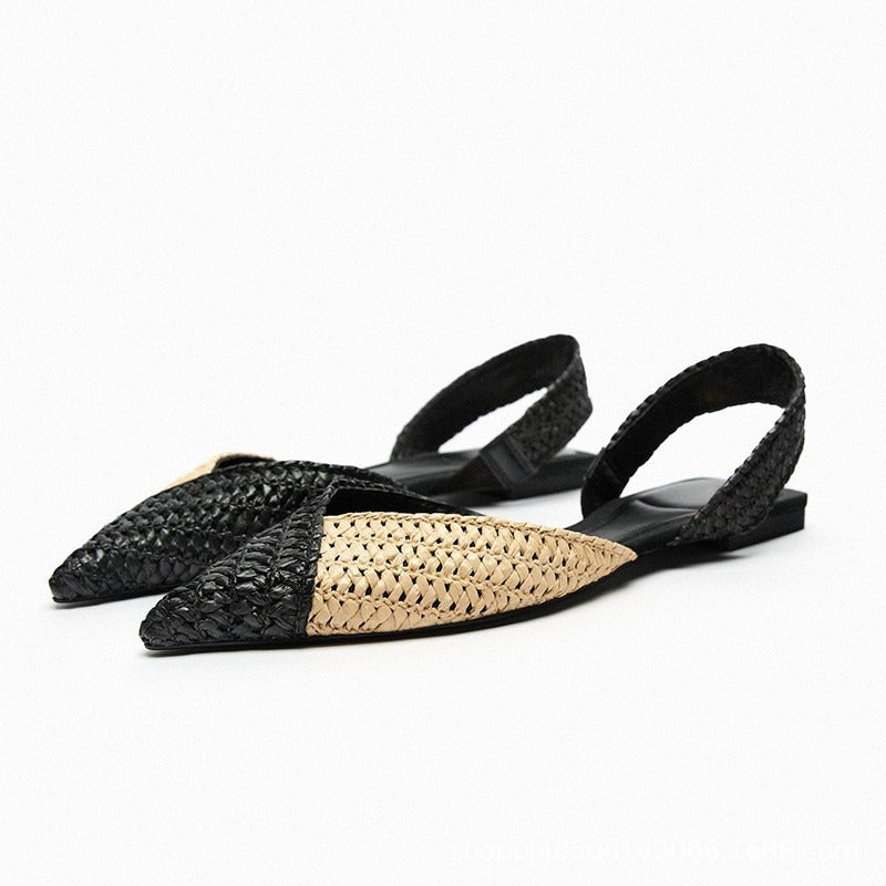 Flat Sandals Woman Flat Slingback Shoes Pointed toe Designer Luxury Elegant Low heel