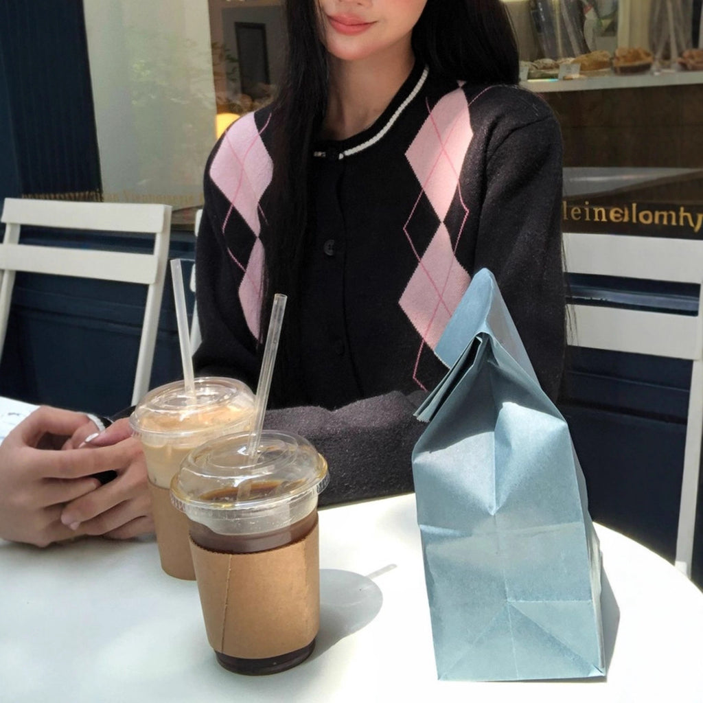 Knitted Cardigan Women Outfit Top Outerwear Black Short Fitted Sweater Coat