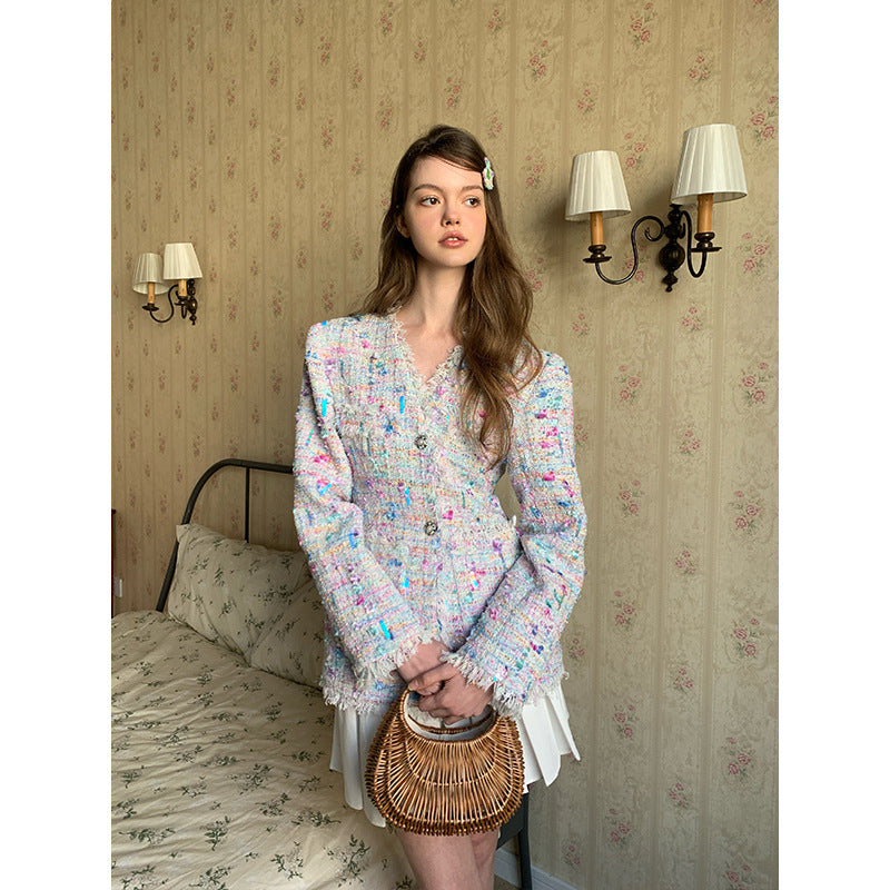Fashion heavy industry tassel floral small fragrant style coat for women