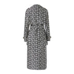 Coat Women's Loose Version Lace Up Spring And Autumn New Heavy Industry Coat Black And White Swastika Pattern