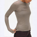 Soft Touch Warm Wool Long Sleeve Knit Sweater Women's Tencel Slim Fit T-Shirt Innerwear Top