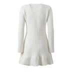 Double breasted round neck long sleeved dress