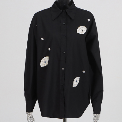 Spring New Heavy Industry Nail Bead Design Personalized Shirt for Women