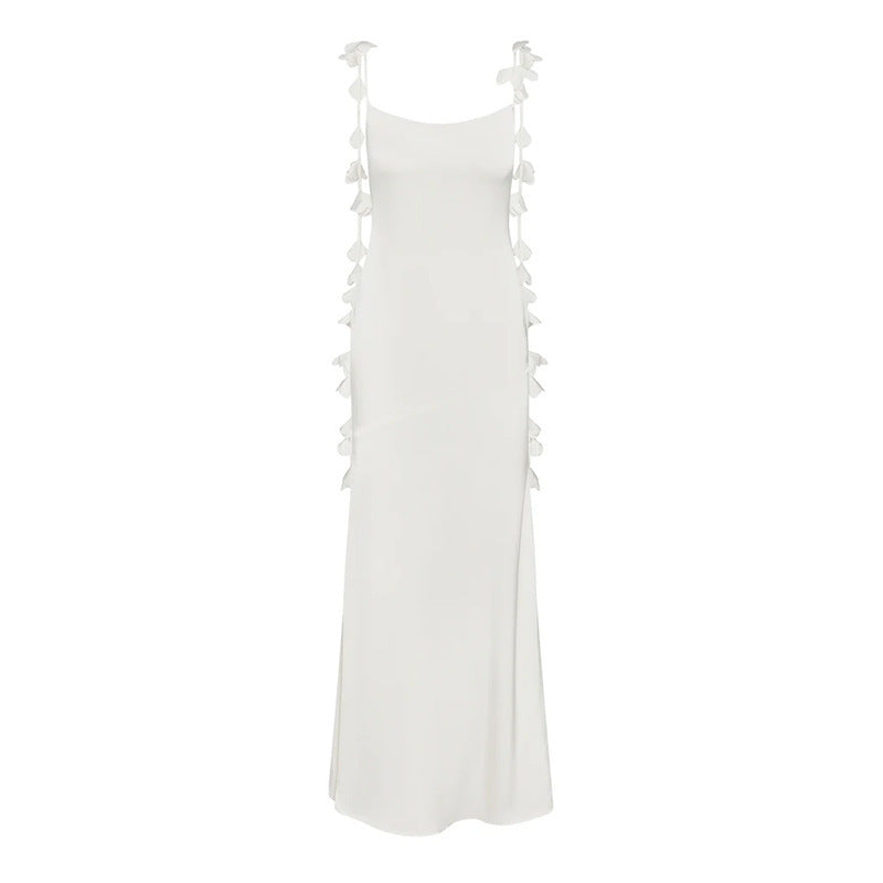 Sexy Backless Sleeveless Solid Color Fitted Elegant Evening Dress with Lace Women's Strapless Dress