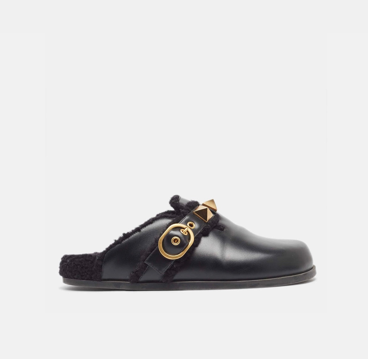Leather Furry Mules