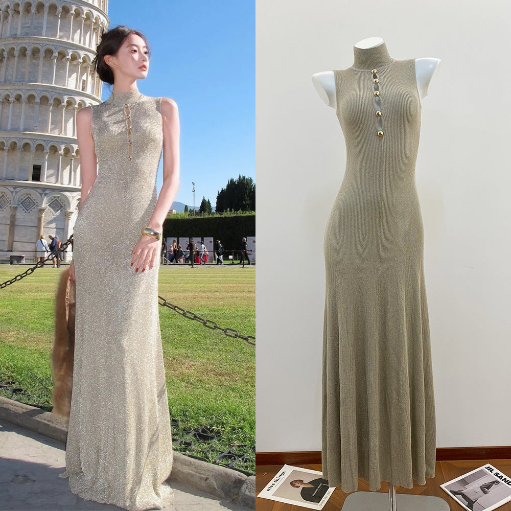 Evening Dress for WomenSlim Fit Long Sleeve Round Neckline, Cocktail Party Dress Hostess Gown