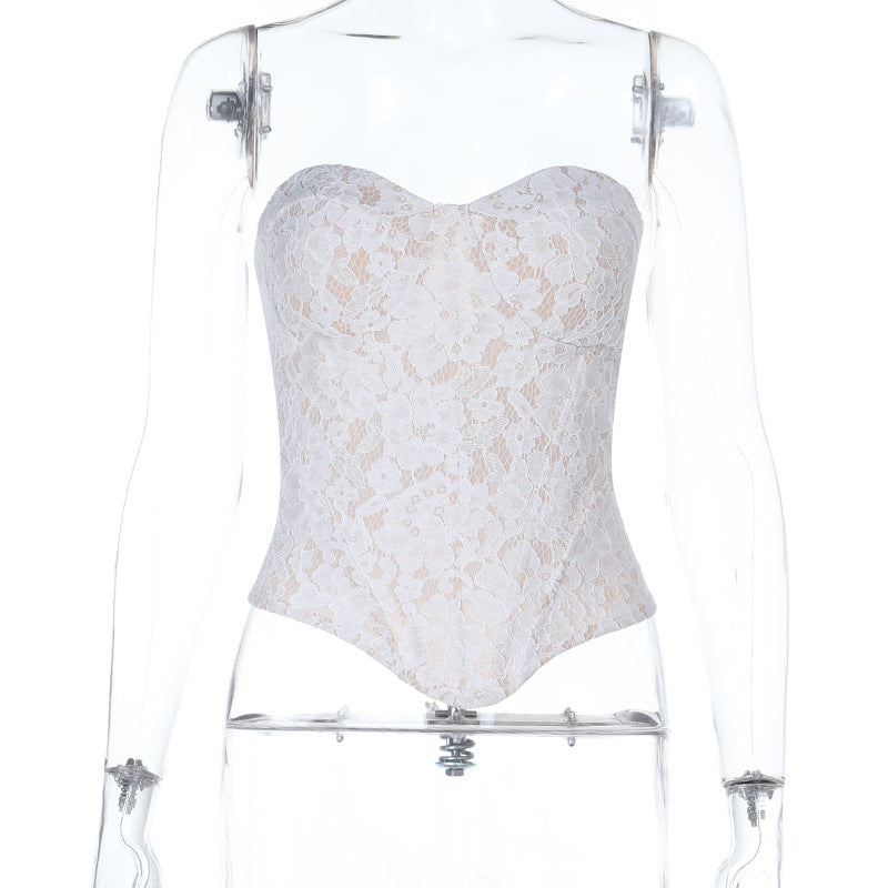 Sexy Lace Embroidered  with Waist Cinching Back Design