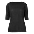 New summer women's clothing main line fish scale pleated solid color T-shirt niche temperament mid-sleeve round neck top female