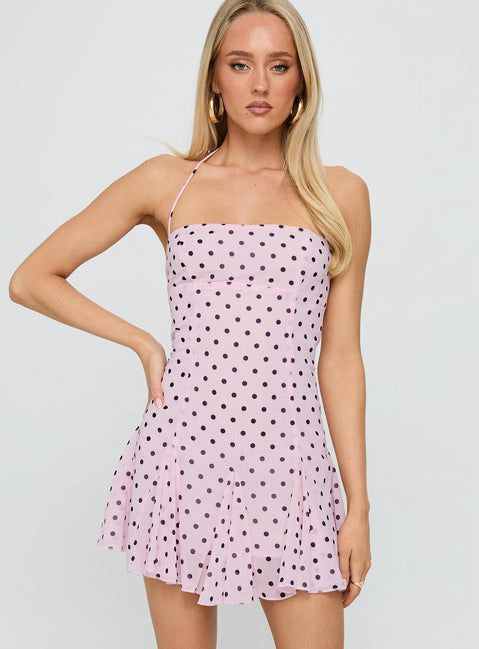 Sexy Backless Polka Dot Sleeveless Tie-Waist Fitted Dress for Women